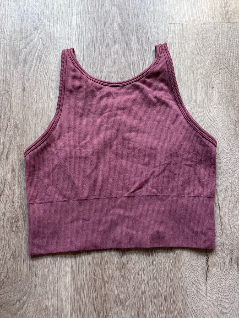 Athleta Ribbed Crop Sports Bra - Mauve